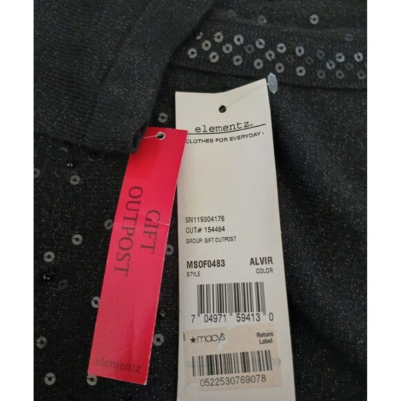 NWT Elementz Women's LARGE Black Sweater Tank Sequin One Piece Long Sleeve Work - Picture 9 of 11